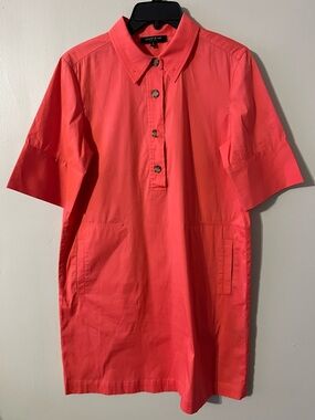 Lafayette 148 Nee York  orange shirt dress women's size S- Flawed